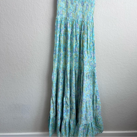 Rixo Kendall Maxi Dress XS Floral Print Sleeveless Ruffle Smock - Picture 5 of 11